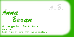 anna beran business card