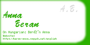 anna beran business card